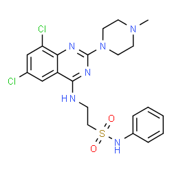 ChemSpider 2D Image | 2-{[6,8-Dichloro-2-(4-methyl-1-piperazinyl)-4-quinazolinyl]amino}-N-phenylethanesulfonamide | C21H24Cl2N6O2S
