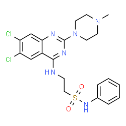 ChemSpider 2D Image | 2-{[6,7-Dichloro-2-(4-methyl-1-piperazinyl)-4-quinazolinyl]amino}-N-phenylethanesulfonamide | C21H24Cl2N6O2S