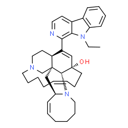 ChemSpider 2D Image | (1R,2R,4R,5Z,12R,13S,16Z)-25-(9-Ethyl-9H-beta-carbolin-1-yl)-11,22-diazapentacyclo[11.11.2.1~2,22~.0~2,12~.0~4,11~]heptacosa-5,16,25-trien-13-ol | C38H48N4O