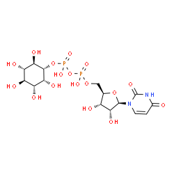 ChemSpider 2D Image | 5'-O-{Hydroxy[(hydroxy{[(1S,2R,3R,4S,5S,6R)-2,3,4,5,6-pentahydroxycyclohexyl]oxy}phosphoryl)oxy]phosphoryl}uridine | C15H24N2O17P2