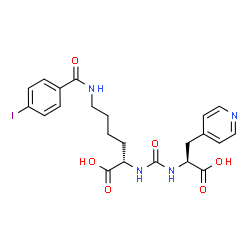 ChemSpider 2D Image | N~2~-{[(1S)-1-Carboxy-2-(4-pyridinyl)ethyl]carbamoyl}-N~6~-(4-iodobenzoyl)-L-lysine | C22H25IN4O6