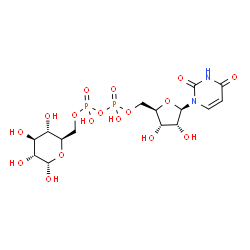 ChemSpider 2D Image | [(2R,3S,4R,5R)-5-(2,4-Dioxo-3,4-dihydro-1(2H)-pyrimidinyl)-3,4-dihydroxytetrahydro-2-furanyl]methyl [(2R,3S,4S,5R,6S)-3,4,5,6-tetrahydroxytetrahydro-2H-pyran-2-yl]methyl dihydrogen diphosphate (non-pr
eferred name) | C15H24N2O17P2