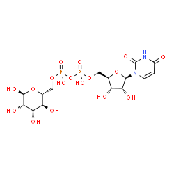ChemSpider 2D Image | [(2R,3S,4R,5R)-5-(2,4-Dioxo-3,4-dihydro-1(2H)-pyrimidinyl)-3,4-dihydroxytetrahydro-2-furanyl]methyl [(2R,3S,4S,5S,6S)-3,4,5,6-tetrahydroxytetrahydro-2H-pyran-2-yl]methyl dihydrogen diphosphate (non-pr
eferred name) | C15H24N2O17P2