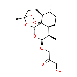 ChemSpider 2D Image | 1-Hydroxy-3-{[(1R,4S,5R,8S,9R,10S,12R,13R)-1,5,9-trimethyl-11,14,15,16-tetraoxatetracyclo[10.3.1.0~4,13~.0~8,13~]hexadec-10-yl]oxy}acetone | C18H28O7