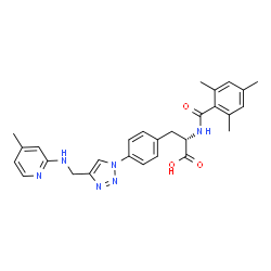ChemSpider 2D Image | N-(Mesitylcarbonyl)-4-(4-{[(4-methyl-2-pyridinyl)amino]methyl}-1H-1,2,3-triazol-1-yl)-L-phenylalanine | C28H30N6O3