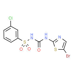 ChemSpider 2D Image | N-[(5-Bromo-1,3-thiazol-2-yl)carbamoyl]-3-chlorobenzenesulfonamide | C10H7BrClN3O3S2