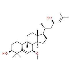 ChemSpider 2D Image | (1S,4S,7S,9beta,23R)-7-Methoxy-9,10,14-trimethyl-4,9-cyclo-9,10-secocholesta-5,24-diene-1,23-diol | C31H52O3