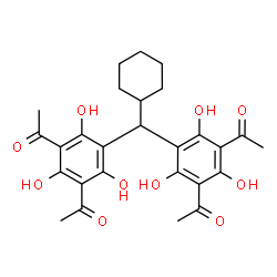 ChemSpider 2D Image | 1,1',1'',1'''-[(Cyclohexylmethylene)bis(2,4,6-trihydroxybenzene-5,1,3-triyl)]tetraethanone | C27H30O10