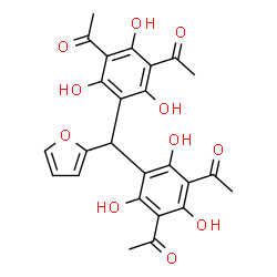 ChemSpider 2D Image | 1,1',1'',1'''-[(2-Furylmethylene)bis(2,4,6-trihydroxybenzene-5,1,3-triyl)]tetraethanone | C25H22O11
