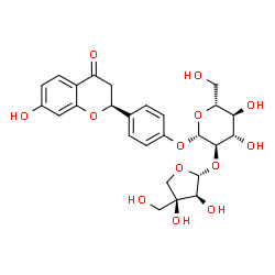 ChemSpider 2D Image | 4-[(2S)-7-Hydroxy-4-oxo-3,4-dihydro-2H-chromen-2-yl]phenyl 2-O-[(2R,3S,4S)-3,4-dihydroxy-4-(hydroxymethyl)tetrahydro-2-furanyl]-beta-D-glucopyranoside | C26H30O13