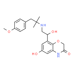 ChemSpider 2D Image | 6-Hydroxy-8-(1-hydroxy-2-{[1-(4-methoxyphenyl)-2-methyl-2-propanyl]amino}ethyl)-2H-1,4-benzoxazin-3(4H)-one | C21H26N2O5
