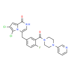 ChemSpider 2D Image | 6,7-Dichloro-4-(4-fluoro-3-{[4-(3-pyridinyl)-1-piperazinyl]carbonyl}benzyl)pyrrolo[1,2-a]pyrazin-1(2H)-one | C24H20Cl2FN5O2