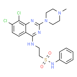 ChemSpider 2D Image | 2-{[7,8-Dichloro-2-(4-methyl-1-piperazinyl)-4-quinazolinyl]amino}-N-phenylethanesulfonamide | C21H24Cl2N6O2S