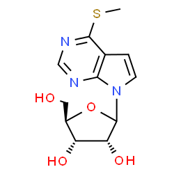 ChemSpider 2D Image | 4-(Methylsulfanyl)-7-(D-ribofuranosyl)-7H-pyrrolo[2,3-d]pyrimidine | C12H15N3O4S