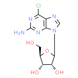 ChemSpider 2D Image | 6-Chloro-9-(D-ribofuranosyl)-9H-purin-2-amine | C10H12ClN5O4