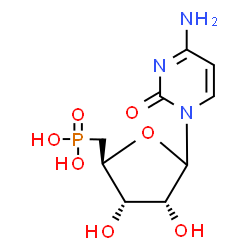 ChemSpider 2D Image | 4-Amino-1-(5-deoxy-5-phosphono-D-ribofuranosyl)-2(1H)-pyrimidinone | C9H14N3O7P