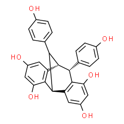 ChemSpider 2D Image | (1S,8R,9R)-8,16-Bis(4-hydroxyphenyl)tetracyclo[7.6.1.0~2,7~.0~10,15~]hexadeca-2,4,6,10,12,14-hexaene-4,6,12,14-tetrol | C28H22O6