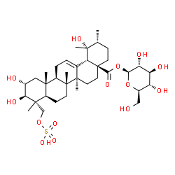 ChemSpider 2D Image | 1-O-[(2alpha,3beta)-2,3,19-Trihydroxy-28-oxo-23-(sulfooxy)urs-12-en-28-yl]-beta-D-glucopyranose | C36H58O14S