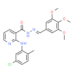 ChemSpider 2D Image | 2-[(5-Chloro-2-methylphenyl)amino]-N'-[(E)-(3,4,5-trimethoxyphenyl)methylene]nicotinohydrazide | C23H23ClN4O4