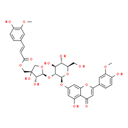 ChemSpider 2D Image | 5-Hydroxy-2-(4-hydroxy-3-methoxyphenyl)-4-oxo-4H-chromen-7-yl 2-O-[(2S,3R,4S)-3,4-dihydroxy-4-({[(2E)-3-(4-hydroxy-3-methoxyphenyl)-2-propenoyl]oxy}methyl)tetrahydro-2-furanyl]-beta-D-glucopyranoside | C37H38O18