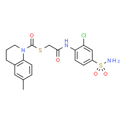 ChemSpider 2D Image | S-{2-[(2-Chloro-4-sulfamoylphenyl)amino]-2-oxoethyl} 6-methyl-3,4-dihydro-1(2H)-quinolinecarbothioate | C19H20ClN3O4S2
