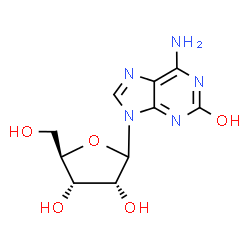ChemSpider 2D Image | 6-Amino-9-(D-ribofuranosyl)-1,9-dihydro-2H-purin-2-one | C10H13N5O5