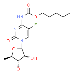 ChemSpider 2D Image | 1-(5-Deoxy-D-ribofuranosyl)-5-fluoro-4-{[(pentyloxy)carbonyl]amino}-2(1H)-pyrimidinone | C15H22FN3O6