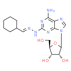 ChemSpider 2D Image | 2-[(2E)-2-(Cyclohexylmethylene)hydrazino]-9-(D-ribofuranosyl)-9H-purin-6-amine | C17H25N7O4