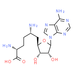 ChemSpider 2D Image | (5S)-5-Amino-6-[(2R,3S,4R)-5-(6-amino-9H-purin-9-yl)-3,4-dihydroxytetrahydro-2-furanyl]-D-norleucine | C15H23N7O5