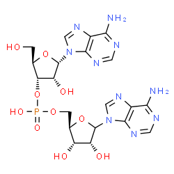 ChemSpider 2D Image | [(2R,3S,4R)-5-(6-Amino-9H-purin-9-yl)-3,4-dihydroxytetrahydro-2-furanyl]methyl (2R,3S,4R,5S)-5-(6-amino-9H-purin-9-yl)-4-hydroxy-2-(hydroxymethyl)tetrahydro-3-furanyl hydrogen phosphate (non-preferred
 name) | C20H25N10O10P