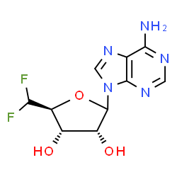 ChemSpider 2D Image | 9-(5-Deoxy-5,5-difluoro-D-ribofuranosyl)-9H-purin-6-amine | C10H11F2N5O3