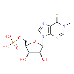 ChemSpider 2D Image | 1-Methyl-9-(5-O-phosphono-D-ribofuranosyl)-1,9-dihydro-6H-purine-6-thione | C11H15N4O7PS