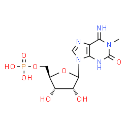 ChemSpider 2D Image | 6-Imino-1-methyl-9-(5-O-phosphono-D-ribofuranosyl)-1,3,6,9-tetrahydro-2H-purin-2-one | C11H16N5O8P