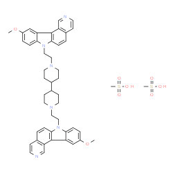 ChemSpider 2D Image | 7,7'-(4,4'-Bipiperidine-1,1'-diyldi-2,1-ethanediyl)bis(10-methoxy-7H-pyrido[4,3-c]carbazole) methanesulfonate (1:2) | C48H56N6O8S2
