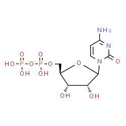 ChemSpider 2D Image | 4-Amino-1-{5-O-[hydroxy(phosphonooxy)phosphoryl]-D-ribofuranosyl}-2(1H)-pyrimidinone | C9H15N3O11P2