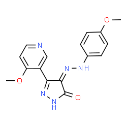 ChemSpider 2D Image | (4Z)-4-[(4-Methoxyphenyl)hydrazono]-5-(4-methoxy-3-pyridinyl)-2,4-dihydro-3H-pyrazol-3-one | C16H15N5O3