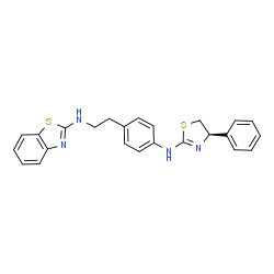 ChemSpider 2D Image | N-[2-(4-{[(4R)-4-Phenyl-4,5-dihydro-1,3-thiazol-2-yl]amino}phenyl)ethyl]-1,3-benzothiazol-2-amine | C24H22N4S2