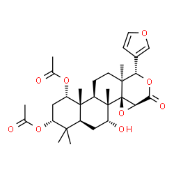 ChemSpider 2D Image | (1S,3R,4aS,6R,6aS,6bR,7aS,10S,10aS,12aR,12bS)-10-(3-Furyl)-6-hydroxy-4,4,6a,10a,12b-pentamethyl-8-oxohexadecahydronaphtho[2,1-f]oxireno[d]isochromene-1,3-diyl diacetate | C30H40O9