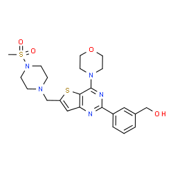 ChemSpider 2D Image | [3-(6-{[4-(Methylsulfonyl)piperazin-1-Yl]methyl}-4-Morpholin-4-Ylthieno[3,2-D]pyrimidin-2-Yl)phenyl]methanol | C23H29N5O4S2