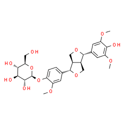 ChemSpider 2D Image | 4-[(1S,3aR,4S,6aR)-4-(4-Hydroxy-3,5-dimethoxyphenyl)tetrahydro-1H,3H-furo[3,4-c]furan-1-yl]-2-methoxyphenyl beta-D-glucopyranoside | C27H34O12
