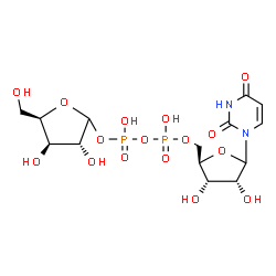 ChemSpider 2D Image | (3R,4R,5R)-3,4-Dihydroxy-5-(hydroxymethyl)tetrahydro-2-furanyl [(2R,3S,4R)-5-(2,4-dioxo-3,4-dihydro-1(2H)-pyrimidinyl)-3,4-dihydroxytetrahydro-2-furanyl]methyl dihydrogen diphosphate (non-preferred na
me) | C14H22N2O16P2
