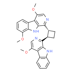 ChemSpider 2D Image | 4,8-Dimethoxy-1-[(1R,2R)-2-(4-methoxy-9H-beta-carbolin-1-yl)cyclobutyl]-9H-beta-carboline | C29H26N4O3