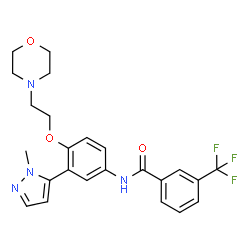 ChemSpider 2D Image | N-{3-(1-Methyl-1H-pyrazol-5-yl)-4-[2-(4-morpholinyl)ethoxy]phenyl}-3-(trifluoromethyl)benzamide | C24H25F3N4O3