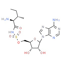 ChemSpider 2D Image | [(2R,3S,4R)-5-(6-Amino-9H-purin-9-yl)-3,4-dihydroxytetrahydro-2-furanyl]methyl [(2S,3S)-2-amino-3-methylpentanoyl]sulfamate | C16H25N7O7S