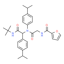 ChemSpider 2D Image | N-{2-[(4-Isopropylphenyl){1-(4-isopropylphenyl)-2-[(2-methyl-2-propanyl)amino]-2-oxoethyl}amino]-2-oxoethyl}-2-furamide | C31H39N3O4