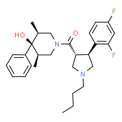 ChemSpider 2D Image | [(3R,4S)-1-Butyl-4-(2,4-difluorophenyl)-3-pyrrolidinyl][(3R,4S,5S)-4-hydroxy-3,5-dimethyl-4-phenyl-1-piperidinyl]methanone | C28H36F2N2O2