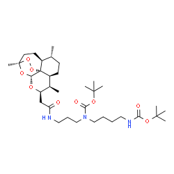 ChemSpider 2D Image | 2-Methyl-2-propanyl [4-({[(2-methyl-2-propanyl)oxy]carbonyl}amino)butyl][3-({[(1R,4S,5R,8S,9R,10R,12R,13R)-1,5,9-trimethyl-11,14,15,16-tetraoxatetracyclo[10.3.1.0~4,13~.0~8,13~]hexadec-10-yl]acetyl}am
ino)propyl]carbamate | C34H59N3O9