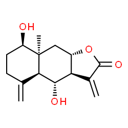 ChemSpider 2D Image | (3aS,4R,4aS,8R,8aS,9aS)-4,8-Dihydroxy-8a-methyl-3,5-bis(methylene)decahydronaphtho[2,3-b]furan-2(3H)-one | C15H20O4