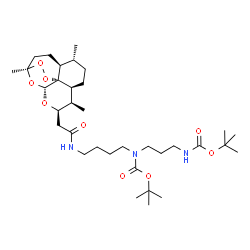 ChemSpider 2D Image | 2-Methyl-2-propanyl [3-({[(2-methyl-2-propanyl)oxy]carbonyl}amino)propyl][4-({[(1R,4S,5R,8S,9R,10R,12R,13R)-1,5,9-trimethyl-11,14,15,16-tetraoxatetracyclo[10.3.1.0~4,13~.0~8,13~]hexadec-10-yl]acetyl}a
mino)butyl]carbamate | C34H59N3O9