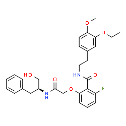 ChemSpider 2D Image | N-[2-(3-Ethoxy-4-methoxyphenyl)ethyl]-2-fluoro-6-(2-{[(2S)-1-hydroxy-3-phenyl-2-propanyl]amino}-2-oxoethoxy)benzamide | C29H33FN2O6